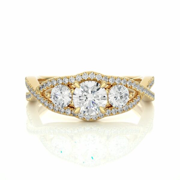 3 Stone Diamond Engagement Ring In Yellow Gold