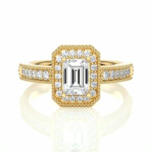 1 ct Emerald Cut Diamond Halo Engagement Ring