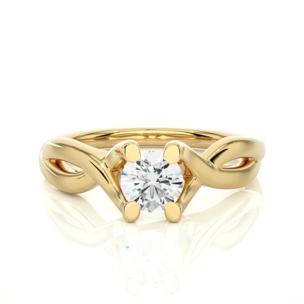 Twisted Band Solitaire Diamond Ring In 10k Yellow Gold